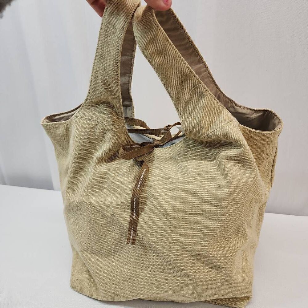 Victoria's Secret Large Woven Canvas Tote Bag Lace Tie Beach